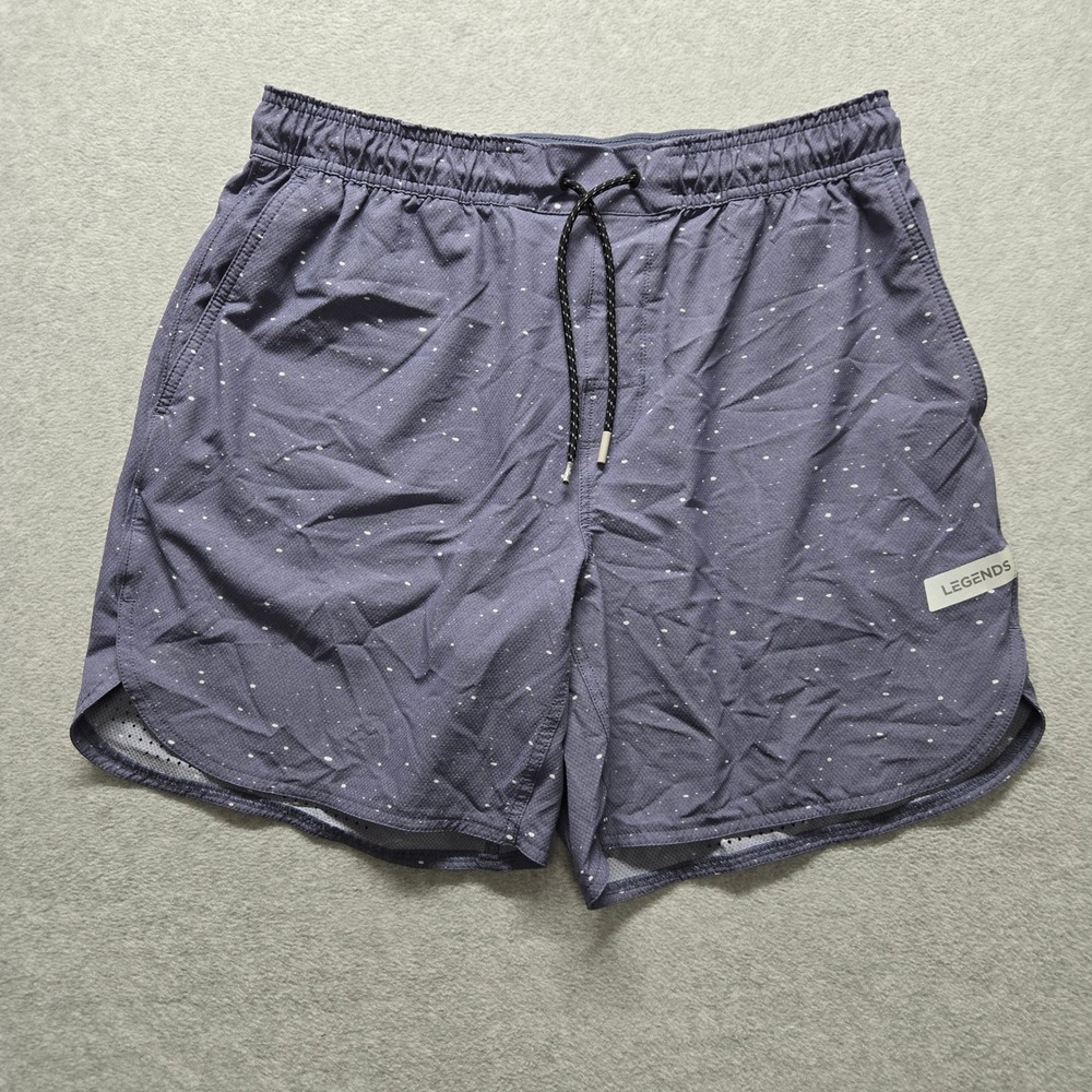 Legends Men Luca Athletic Shorts Purple Blue Paint Splatter 5 Inseam Size Large